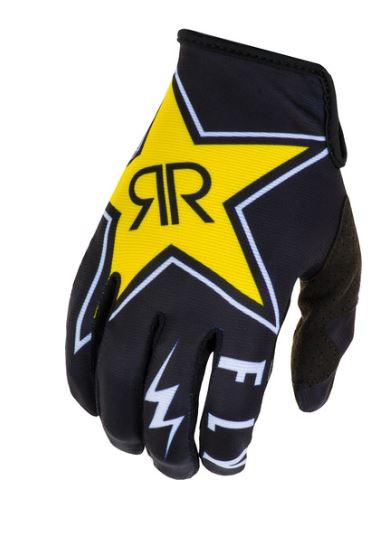 Перчатки FLY RACING LITE ROCKSTAR черные/белые/жёлтые (2020)